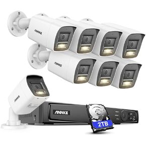 ANNKE H1200 12MP PoE Security Camera System, 8CH NVR with 2TB HDD, 8pcs 12 Megapixel UHD PoE Surveillance IP Camera with Smart Dual Light, Motion Detection, Color Night Vision, IP67 Waterproof