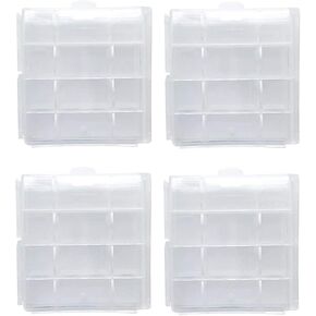 Battery Organizers AA/AAA Battery Containers Holders Compact Portable Storage Cases Insulative Plastic Clear Protective Battery Cases for Travelling/Home/Office/School/Garage(15 PCS)