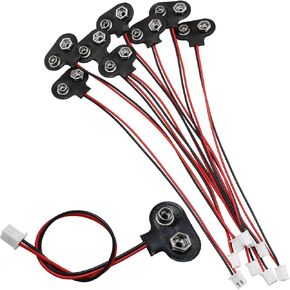 T Type Battery Clip Lead Wire 10PCS 15cm 9V Battery Snap to 2-Pin XH2.54 Connector Cable,9 V Battery Clip Connector