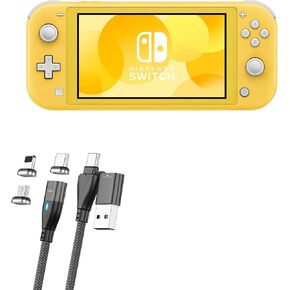 BoxWave Cable Compatible with Nintendo Switch Lite - MagnetoSnap PD AllCharge Cable (100W), Magnet PD 100W Charging Cable USB Type-C Micro USB - Jet Black
