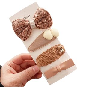 Sweet fabric bow children's side clip cute everything girls cartoon hairpin, a gift for girls (Bow-tie Bear)