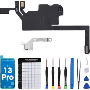 for iPhone 13 Pro Earpiece Speaker Flex Cable Replacement Kit 13Pro OEM Fix Ear Speaker Connector Proximity Sensor with Repair Fix Tools Kit Waterproof Sticker A2636 A2638 A2639 A2640 A2483