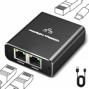 موزع إيثرنت 1 إلى 2 عالي السرعة 1000 ميجابت في الثانية، مقسم شبكة 1 إلى 2 مع كابل طاقة USB، مقسم كابل إيثرنت جيجابت، مقسم الإنترنت، مقسم RJ45، محول مقسم LAN لكابل Cat5/5e/6/7/8