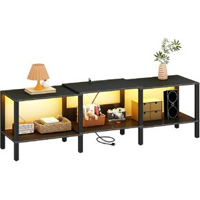 LED TV Stand with Power Outlet for Living Room+75 Inch Wood TV Media Console for 45/55/65/75 inch TVs，Industrial TV Stand，TV Stand Media Entertainment Center,Greige LTV06ZE