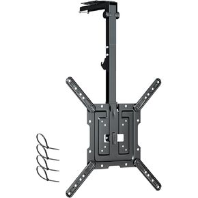 Ceiling TV-Mount Flip Down Folding - 23-55'' Manual Drop Down TV Mount, Fits Flat and Pitched Roof, Height Adjustable, Swivel, Max Load 44lbs, Max VESA 400x400mm, Black