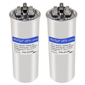 2PCS 40+5 uF 40/5 MFD ±6% 370V/440 VAC CBB65 Dual Run Circular Start Capacitor for AC Motor Run or Fan Start or Condenser Straight