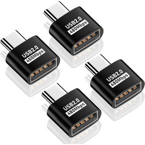 Duttek USB A to USB C Adapter 10 Pack, USB Type C Male to USB 2.0 Type A Female Extension Connector Support 480Mbps Data Transfer, OTG Function and Charging for Phone, Laptop, USB Keyboard(Silver)