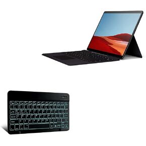 BoxWave Keyboard Compatible with Microsoft Surface Pro X (13 in) - SlimKeys Bluetooth Keyboard - with Backlight, Portable Keyboard w/Convenient Back Light - Jet Black