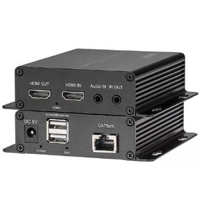 HDMI Over Ethernet Converters with KVM 3.5mm Audio IR,HDMI Over RJ45 Extenders Up to 656FT(200m) by Network Cable Cat5e Cat6 Cat7, Full HD 1080P -A Pair.
