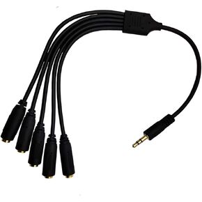 3.5mm Splitter Cable, 3.5mm 1/8 inch 4-Pole TRRS Male to Female 1 to 5 Way Audio Stereo Splitter Extension Cable for Headset Audio Splitter (1Pcs)(3.5mm 4pole 1M/5FM)