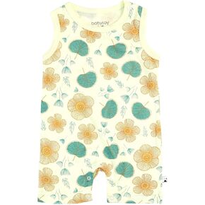 Babysoy Organic Pattern Print Tank Romper Shortall