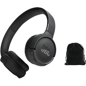 JBL Tune 525BT Wireless Over-Ear Headphones – Experience Deep Bass and Seamless Connectivity - 57H Battery Life - Speed Charge - Bluetooth 5.3 - Includes Storage Pouch, Black, Tune525BT-Pouch