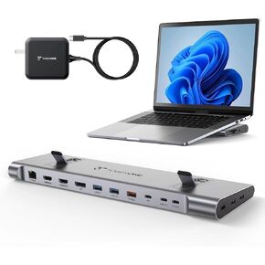 محطة إرساء TobenONE USB-C شاشة ثلاثية/مزدوجة بدقة 4K، قاعدة شحن للكمبيوتر المحمول مع مصدر طاقة 100 وات Gan III، إيثرنت 2.5 جيجابت في الثانية، 2 HDMI&DP (مفرد 8K/4K@120 هرتز)، 6 منافذ USB، لـ Dell/Hp/Lenovo in Kuwait