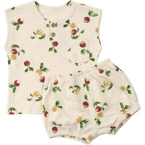 HOOLCHEAN Baby Girl or Boy Summer Suit Cotton Printing Sleeveless T-shirt and Shorts Set