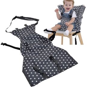 Pssopp Baby Chair Feeding Belt Portable Adjustable Baby Travel High Chair Booster Safety Seat Strap Harness Belt(Grey Stars)