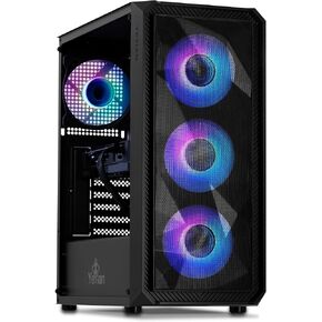 YEYIAN Gaming PC Tanto - Intel Core i5 12400F 4.4 GHz, GeForce RTX 4060 Gaming Desktop Computer, 1TB NVMe SSD, 16GB DDR5 4800MHz, Intel B760, 650W Gold PSU, 4 ARGB Fans, Win 11 Home, USB-C 3.2