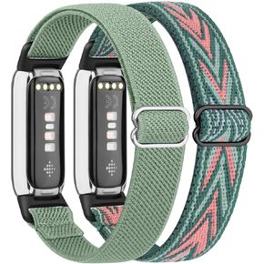 2 Pack Adjustable Elastic Bands for Fitbit Luxe Bands, Soft Stretchy Nylon Loop Strap Replacement Wristband for Fitbit Luxe/Luxe Special Edition Fitness Tracker Women Men