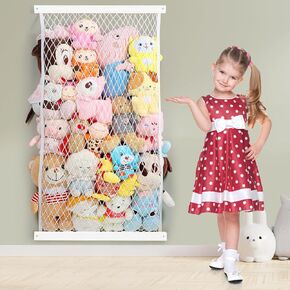 Stuffed Animal Storage Holder, Elastic Stuffed Animal Net,Door/Wall Mount Length Adjustable Hanging Stuffed Animal Organizer, Plushie Net for Nursery Play Room-Origin boards Patent