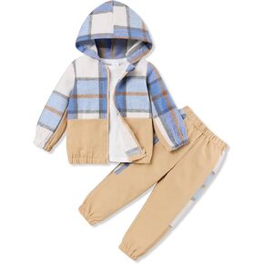 Toddler Boy Clothes Long Sleeve Hoodie with Solid Color Top and Casual Sweatpants Toddler Boy Fall Winter Outfits