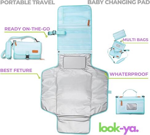 Baby Portable Travel Baby Changing Pad with Foldable Diaper Changing Mat and Shoulder Strap - Waterproof -Changing Station in Saudi Arabia