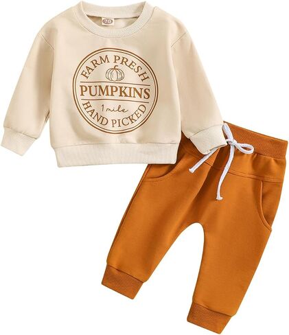 Toddler Baby Boy Fall Winter Clothes Color Block Long Sleeve Sweatshirt Pullover Tops + Joggers Pants Outfit Set in Saudi Arabia