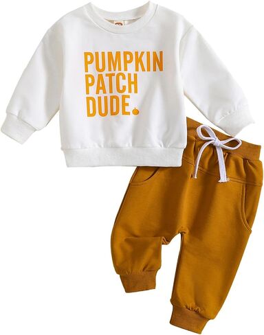 Toddler Baby Boy Fall Winter Clothes Color Block Long Sleeve Sweatshirt Pullover Tops + Joggers Pants Outfit Set in Saudi Arabia