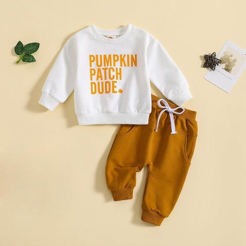 Toddler Baby Boy Fall Winter Clothes Color Block Long Sleeve Sweatshirt Pullover Tops + Joggers Pants Outfit Set in Saudi Arabia