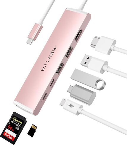 USB C Hub, WALNEW 7 in 1 USB C Docking Station with 4K HDMI,100W PD, 3 5Gbps Data Ports(1 USB-C & 2 USB 3.0),TF/SD Card Reader, USB Hub for Laptop, MacBook Pro/Air/Mac/Dell/HP/ASUS/Acer/Steam Deck in Saudi Arabia