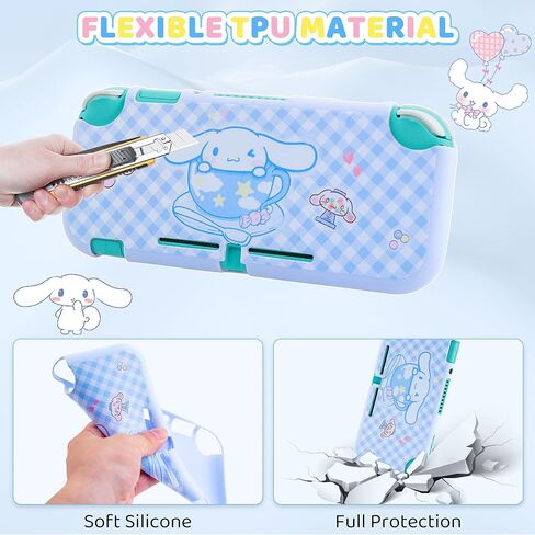 HYPERCASE Cute Switch Lite Carrying Case Set of Cartoon Dog, Bule Portable Switch Lite Travel Pouch Accessories Bag with Soft Protective Cover Skin, Screen Protector, Shoulder Strap and 2 Thumb Caps in Kuwait