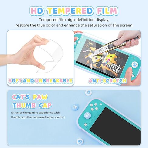 HYPERCASE Cute Switch Lite Carrying Case Set of Cartoon Dog, Bule Portable Switch Lite Travel Pouch Accessories Bag with Soft Protective Cover Skin, Screen Protector, Shoulder Strap and 2 Thumb Caps in Kuwait