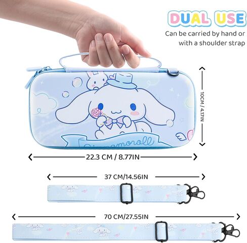 HYPERCASE Cute Switch Lite Carrying Case Set of Cartoon Dog, Bule Portable Switch Lite Travel Pouch Accessories Bag with Soft Protective Cover Skin, Screen Protector, Shoulder Strap and 2 Thumb Caps in Kuwait