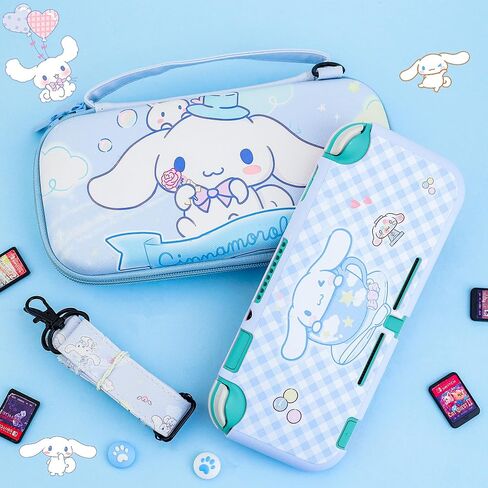 HYPERCASE Cute Switch Lite Carrying Case Set of Cartoon Dog, Bule Portable Switch Lite Travel Pouch Accessories Bag with Soft Protective Cover Skin, Screen Protector, Shoulder Strap and 2 Thumb Caps in Kuwait