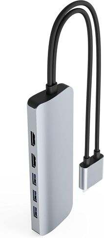 محطة إرساء HyperDrive 10 في 2 USB C، HDMI مزدوج 4K@60 هرتز، توصيل طاقة USBC 60 وات، جيجابت إيثرنت، محول محور USB-C لجهاز MacBook Pro مع M1 Pro/Max 2021، MacBook Pro، MacBook Air، فضي in Kuwait