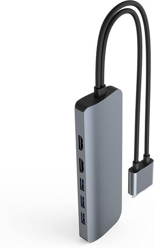 محطة إرساء HyperDrive 10 في 2 USB C، HDMI مزدوج 4K@60 هرتز، توصيل طاقة USBC 60 وات، جيجابت إيثرنت، محول محور USB-C لجهاز MacBook Pro مع M1 Pro/Max 2021، MacBook Pro، MacBook Air، فضي in Kuwait