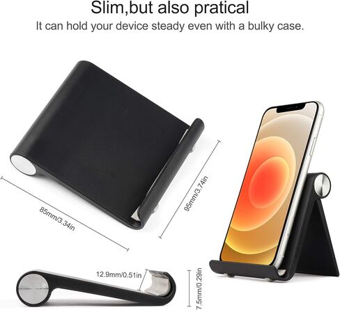 Mobile Phone Holder, Phone Stand Desk Desktop Mobile Holder Adjustable Foldable Portable Video Call Mount (1PH -Black) in Saudi Arabia
