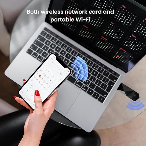 محول USB DBIT AX1800 WiFi 6 للكمبيوتر المكتبي (D1-X18) محول شبكة لاسلكي طويل المدى USB WiFi Dongle مع USB3.0، 5 جيجا هرتز/1201 ميجا بت في الثانية + 2.4 جيجا هرتز/574 ميجا بت في الثانية، MU-MIMO، OFDMA، يدعم Windows 11/10 in Kuwait