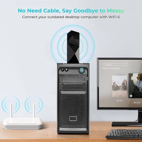 محول USB DBIT AX1800 WiFi 6 للكمبيوتر المكتبي (D1-X18) محول شبكة لاسلكي طويل المدى USB WiFi Dongle مع USB3.0، 5 جيجا هرتز/1201 ميجا بت في الثانية + 2.4 جيجا هرتز/574 ميجا بت في الثانية، MU-MIMO، OFDMA، يدعم Windows 11/10 in Kuwait