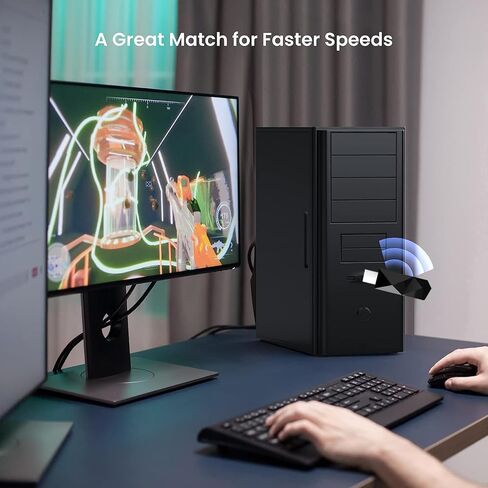 محول USB DBIT AX1800 WiFi 6 للكمبيوتر المكتبي (D1-X18) محول شبكة لاسلكي طويل المدى USB WiFi Dongle مع USB3.0، 5 جيجا هرتز/1201 ميجا بت في الثانية + 2.4 جيجا هرتز/574 ميجا بت في الثانية، MU-MIMO، OFDMA، يدعم Windows 11/10 in Kuwait