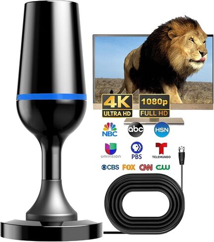 Indoor HD digital TV antenna, Smart TV antenna Long range reception 4K fire Stick max Free for all 4K 1080P HDTVs, support for local channels All TVS with long coaxial cable (blue trim bar) in Saudi Arabia