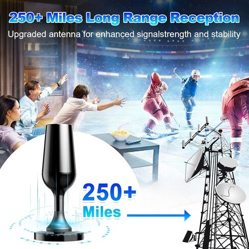 Indoor HD digital TV antenna, Smart TV antenna Long range reception 4K fire Stick max Free for all 4K 1080P HDTVs, support for local channels All TVS with long coaxial cable (blue trim bar) in Saudi Arabia