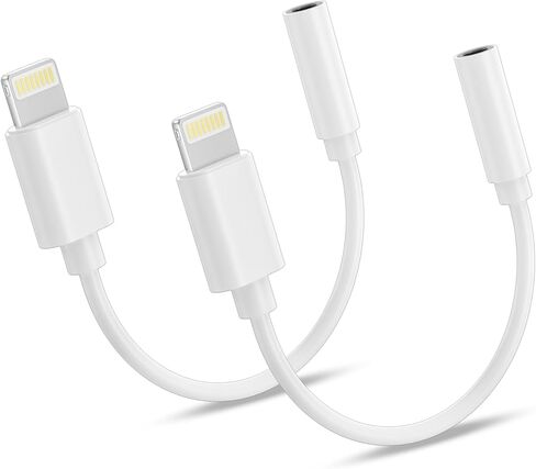 (معتمد من Apple MFi) 2 حزمة من محول مقبس سماعة الرأس Lightning إلى 3.5 مم لهاتف iPhone، كابل صوت دونجل محول سماعة رأس iPhone متوافق مع iPhone 14 13 12 11 X XS 8 7 يدعم جميع أجهزة iOS in Kuwait