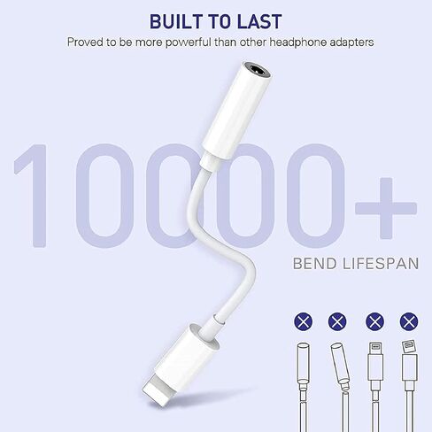 (معتمد من Apple MFi) 2 حزمة من محول مقبس سماعة الرأس Lightning إلى 3.5 مم لهاتف iPhone، كابل صوت دونجل محول سماعة رأس iPhone متوافق مع iPhone 14 13 12 11 X XS 8 7 يدعم جميع أجهزة iOS in Kuwait