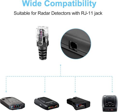 Radar Detector Cable with USB to RJ11 Plug,Power Cable for Radar Detectors,USB 5V-12V Power Cable,for Escort Uniden Radenso XP Beltronics Cobra Whistler Radar Detector(RJ11-6.56FT) in Saudi Arabia