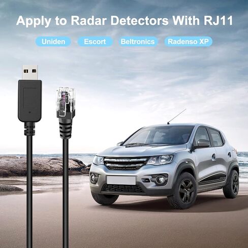 Radar Detector Cable with USB to RJ11 Plug,Power Cable for Radar Detectors,USB 5V-12V Power Cable,for Escort Uniden Radenso XP Beltronics Cobra Whistler Radar Detector(RJ11-6.56FT) in Saudi Arabia