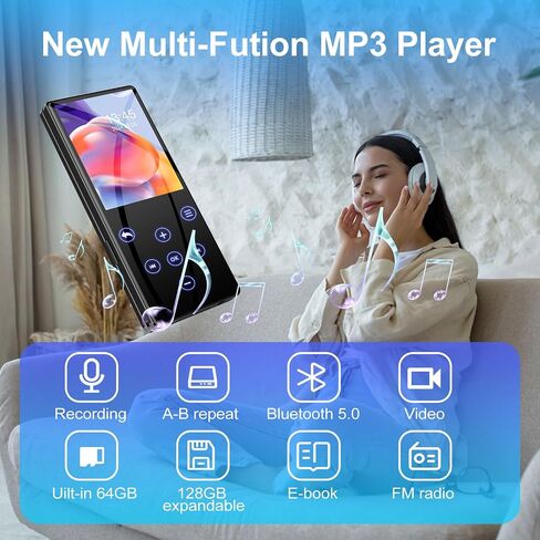 MP3 Player with Bluetooth 128GB Music Player HiFi Lossless with OTG Function HD Speaker FM Radio Voice Recorder EBook Function Digital MP3 TF Card in Saudi Arabia