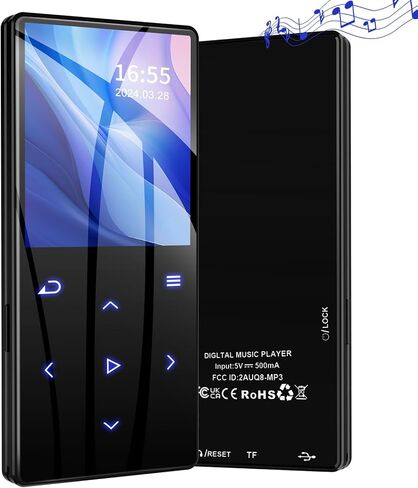 مشغل MP3 مع مشغل موسيقى بلوتوث 128 جيجابايت HiFi Lossless مع وظيفة OTG مكبر صوت عالي الدقة وراديو FM ومسجل صوت ووظيفة الكتاب الإلكتروني وبطاقة MP3 TF الرقمية in Kuwait