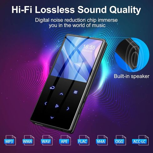 مشغل MP3 مع مشغل موسيقى بلوتوث 128 جيجابايت HiFi Lossless مع وظيفة OTG مكبر صوت عالي الدقة وراديو FM ومسجل صوت ووظيفة الكتاب الإلكتروني وبطاقة MP3 TF الرقمية in Kuwait