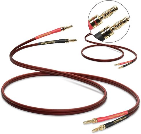 كابل مكبر صوت UCINNOVATE مع مقابس الموز، 2 حزمة سلك مكبر صوت 9.8 قدم/3 متر 14 قياس مع مقابس موز مطلية بالذهب، كابل سلك مكبر صوت OFC للمسرح المنزلي لأجهزة Hi-Fi والصوت المنزلي، أمبير، مكبرات صوت عتيقة in Kuwait
