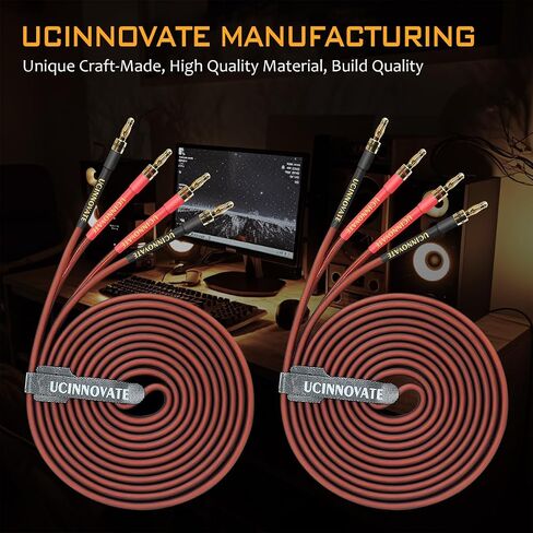 كابل مكبر صوت UCINNOVATE مع مقابس الموز، 2 حزمة سلك مكبر صوت 9.8 قدم/3 متر 14 قياس مع مقابس موز مطلية بالذهب، كابل سلك مكبر صوت OFC للمسرح المنزلي لأجهزة Hi-Fi والصوت المنزلي، أمبير، مكبرات صوت عتيقة in Kuwait
