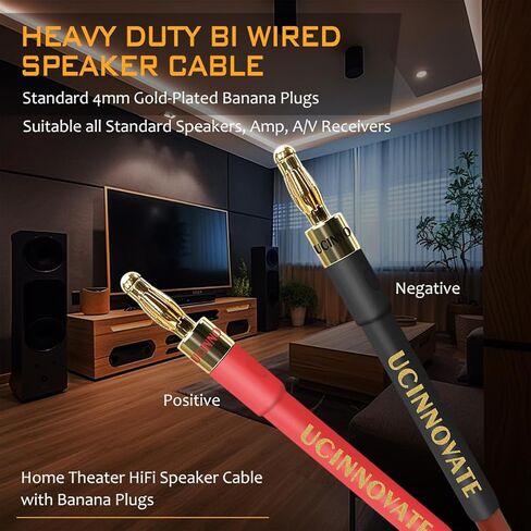 كابل مكبر صوت UCINNOVATE مع مقابس الموز، 2 حزمة سلك مكبر صوت 9.8 قدم/3 متر 14 قياس مع مقابس موز مطلية بالذهب، كابل سلك مكبر صوت OFC للمسرح المنزلي لأجهزة Hi-Fi والصوت المنزلي، أمبير، مكبرات صوت عتيقة in Kuwait